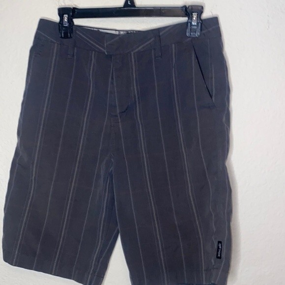 Fox racing chino stripe plaid flat front motocross mens 29 shorts pockets rock - Picture 1 of 10